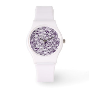 Montre Motif dentelle avec papillons