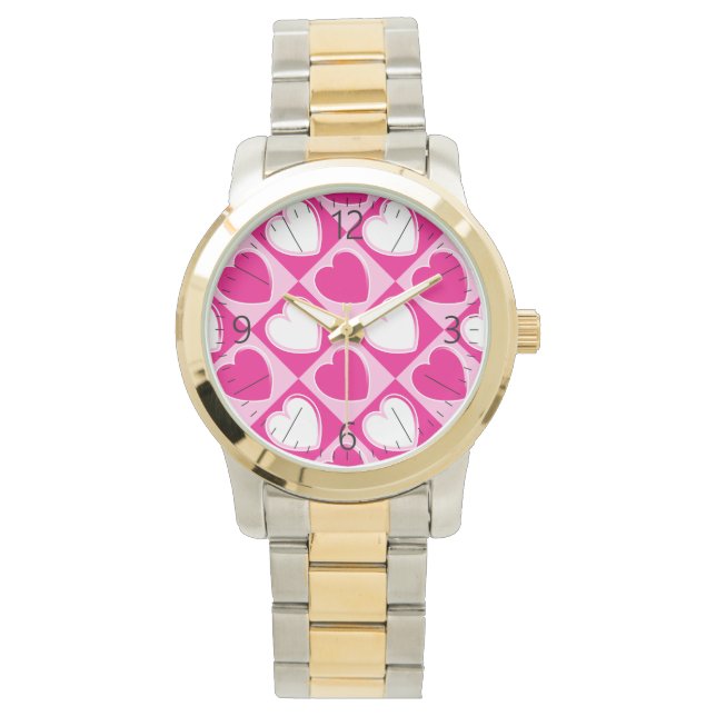 Montre Motif des coeurs roses (devant)