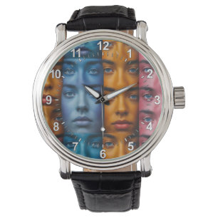 Montre Motif des faces colorées