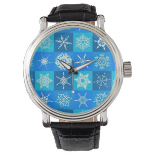 Montre Motif des flocons bleus