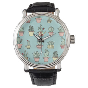 Montre Motif dessiné mignon coloré de style de cactus 