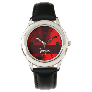 Montre Motif diamant à dégradé rouge
