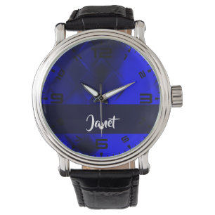 Montre Motif diamant dégradé bleu