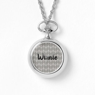 Montre Motif Diamant Gris