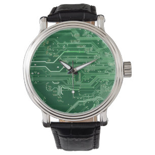 Montre motif d'ordinateur de carte à circuit électronique