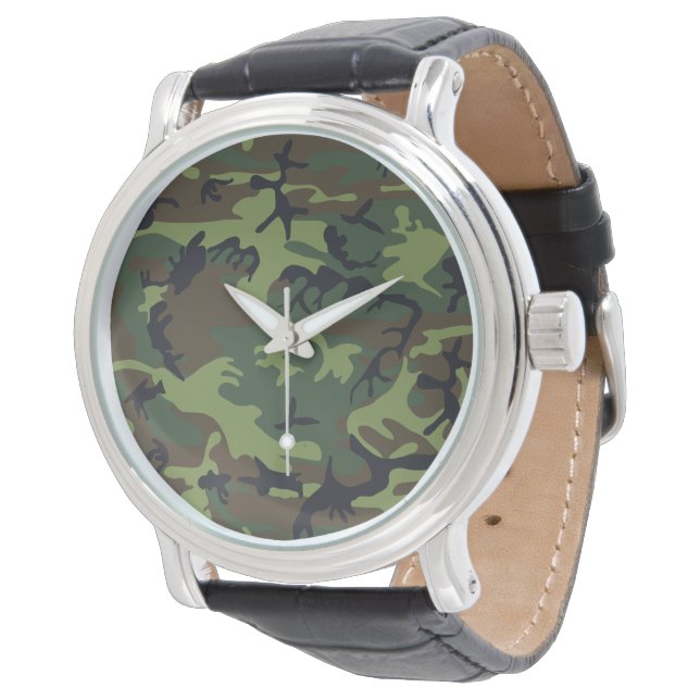 Montre Motif du Camouflage Vert, Motif militaire, Armée (Incliné)