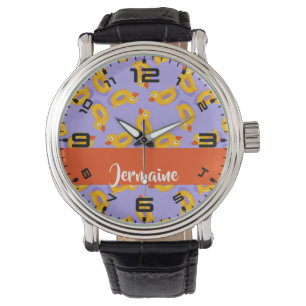 Montre Motif du cercle de natation du canard en caoutchou