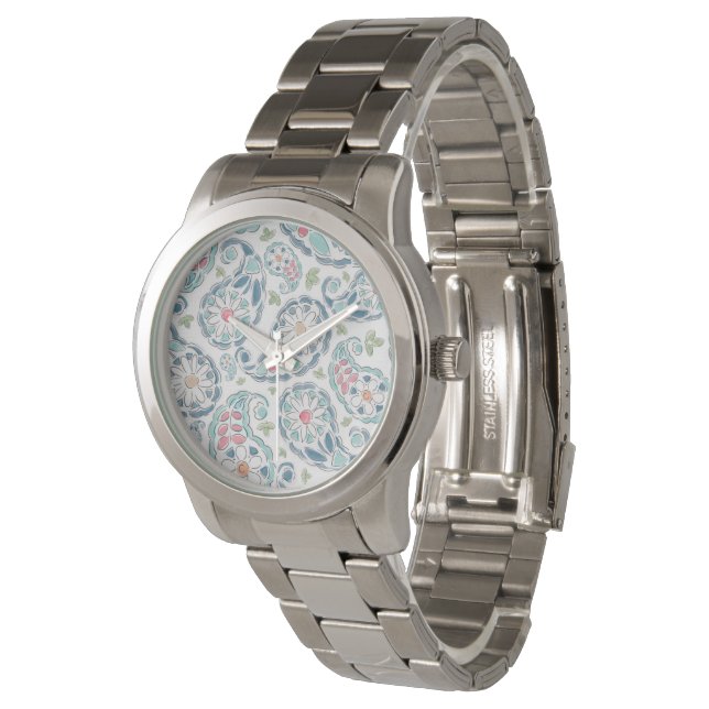 Montre Motif du printemps Paisley (Incliné)