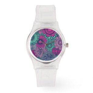 Montre Motif élégant et lumineux de magnifiques fleurs