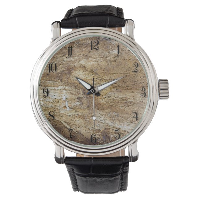 Montre Motif en bois écorce (devant)