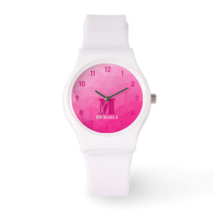 Montre Motif en maille géométrique rose chaud Monogramme
