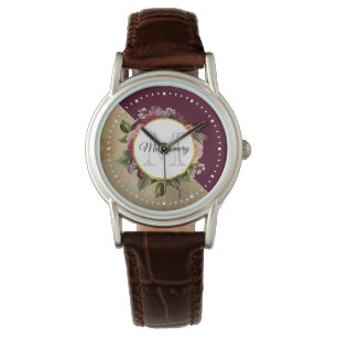 Montre Motif en marbre d'or et Monogramme de fleurs de Bo