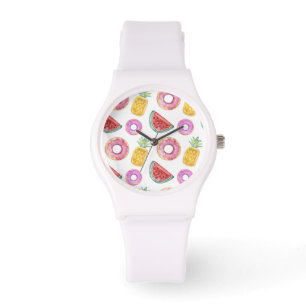 Montre Motif en pastel de flotteur de piscine d'aquarelle