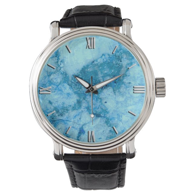 Montre Motif en pierre de Gem, Granite Bleu (devant)