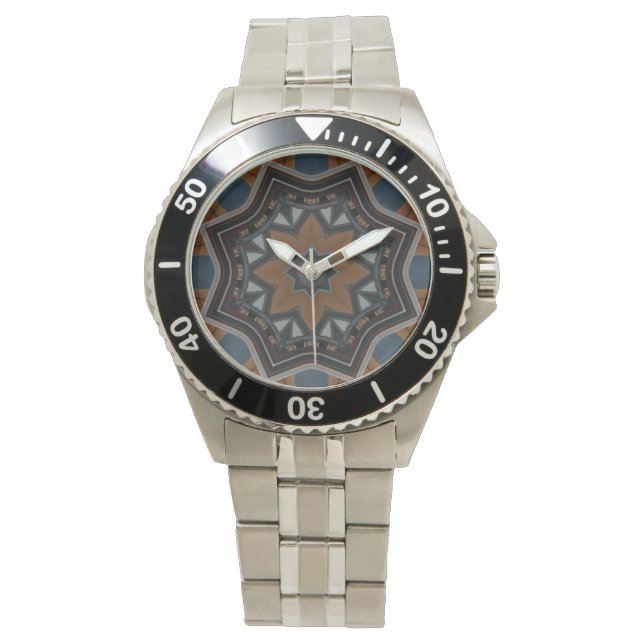 Montre Motif étoile brun kaléidoscope... (devant)
