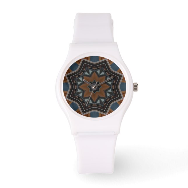 Montre Motif étoile marron kaléidoscope... (Recto)