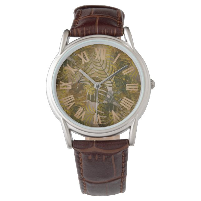 Montre Motif Feuille terrien (devant)