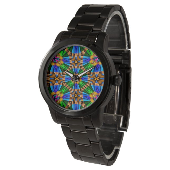 Montre Motif Fleurs Abstraites uniques (Incliné)