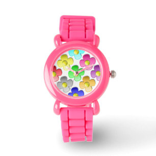 MONTRE MOTIF FLEURS COLORÉ