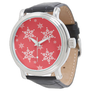 Montre Motif Flocon de Neige, Flocons de Neige Blancs, Ne