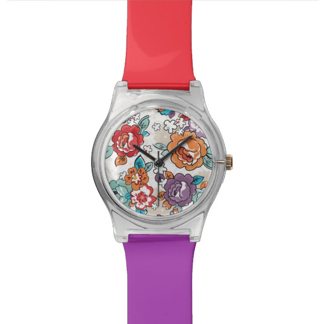 Montre Motif floral 5 d'élégance abstraite (Fermer)