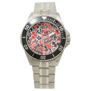 Montre Motif floral abstrait d'art populaire ethnique ukr