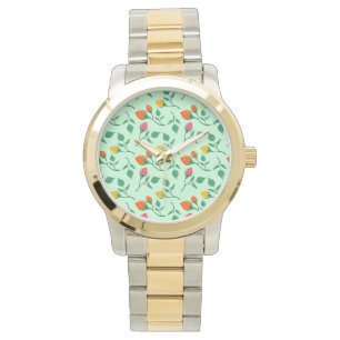 Montre Motif floral avec fleurs roses colorées