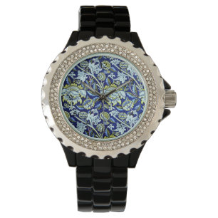 Montre Motif Floral bleu William Morris