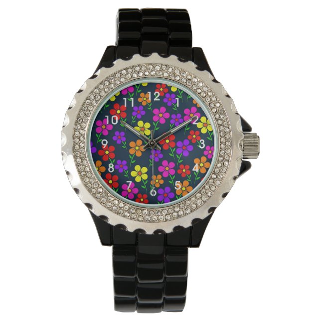 Montre Motif floral coloré (devant)