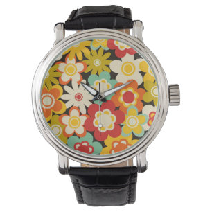 Montre Motif floral mignon rétro coloré vif