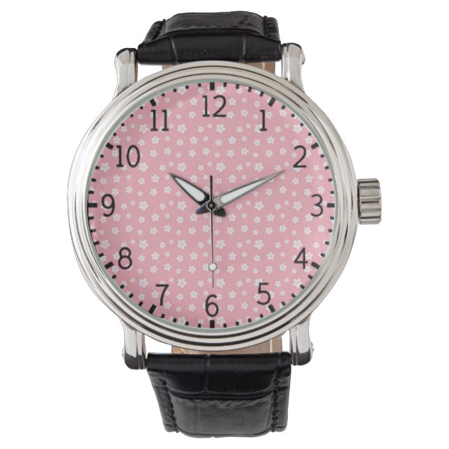 Montre Motif floral rose (devant)