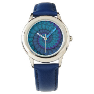 Montre Motif fractal Peacock Bleu