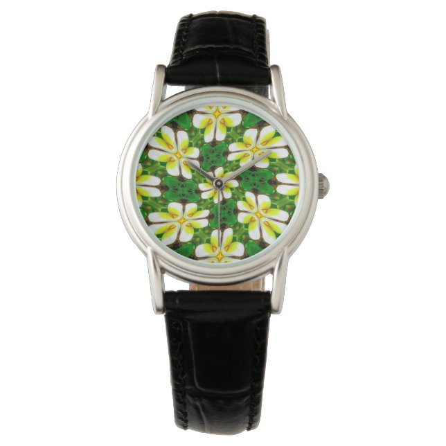 Montre Motif frangipanier jaune (devant)