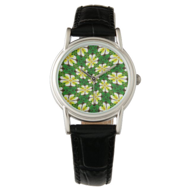Montre Motif frangipanier jaune (devant)