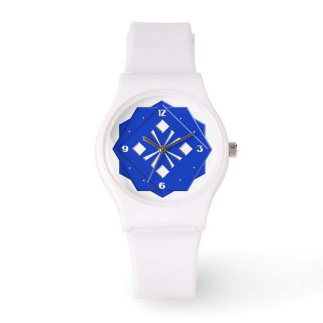 Montre Motif géométrique bleu saphir Art déco (Recto)