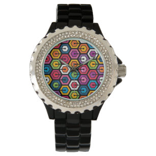 Montre Motif géométrique coloré avec des hexagones