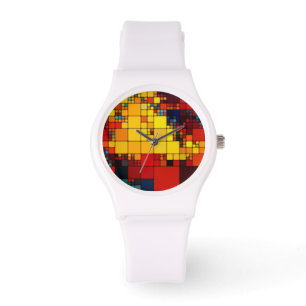 Montre Motif géométrique d'arc-en-ciel vibrant abstrait
