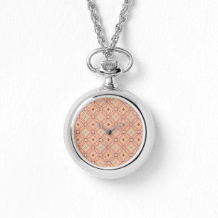 Montre Motif géométrique interversible rose et bleu rétro