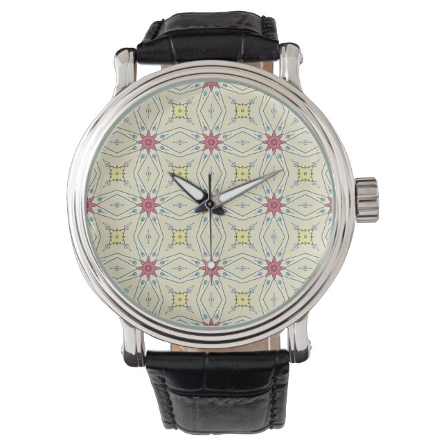 Montre Motif géométrique rétro pastel (devant)