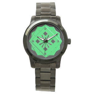 Montre Motif géométrique vert émeraude Art déco