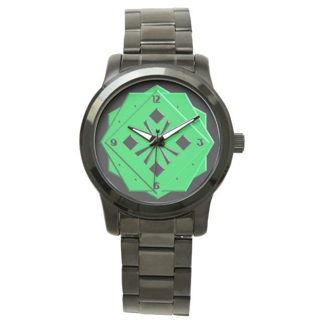 Montre Motif géométrique vert émeraude Art déco (devant)