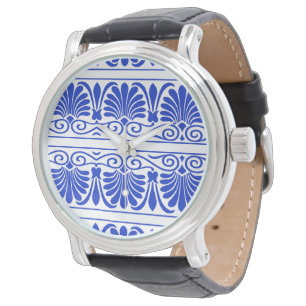Montre Motif grec méditerranéen bleu