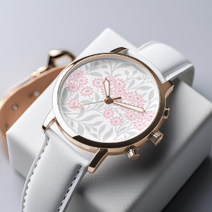 Montre Motif gris et rose de Damas florales