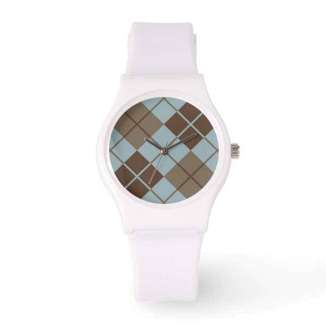 Montre Motif Jacquard en bleu et Taupe (Recto)