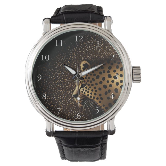Montre Motif Jaguar Doré            (devant)