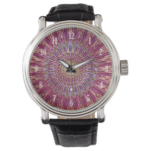 Montre Motif kaléidoscope vintage pourpre