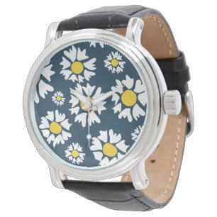 Montre Motif marguerite, Motif floral, Marguerites blanch