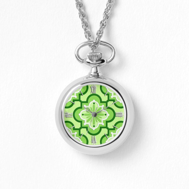 Montre Motif marocain en tuiles - Vert citron (Recto)