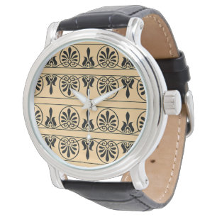 Montre Motif Méditerranéen Arabesque Grec Brun