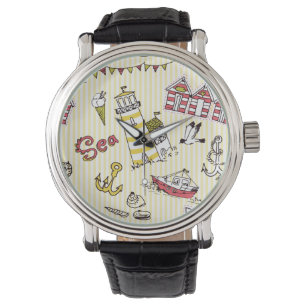Montre Motif mignon de scène de plage
